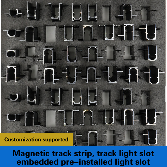 Magnetic track strip, track light slot, embedded pre-installed light slot